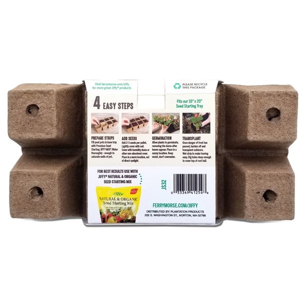 Jiffy-Strips – 2.5″ Square – 32 Peat Cells